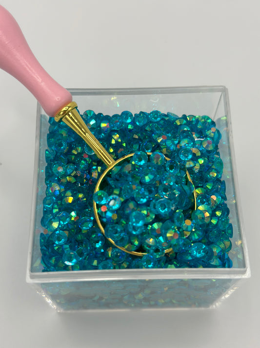 4mm Translucent Rhinestones Teal